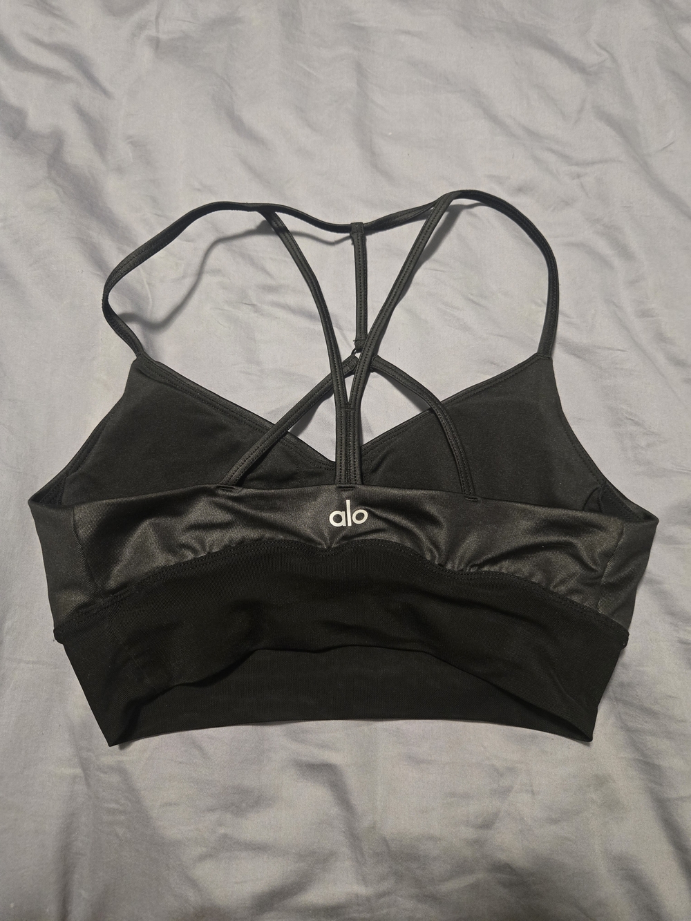 Alo YOGA Lavish Sports Bra In Glossy Black Size S - Picture 7 of 14